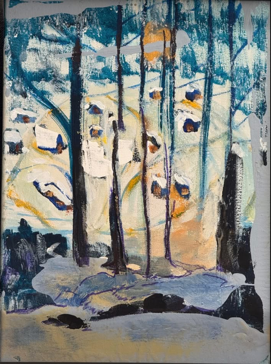 Toile paysage de forêt en hiver 